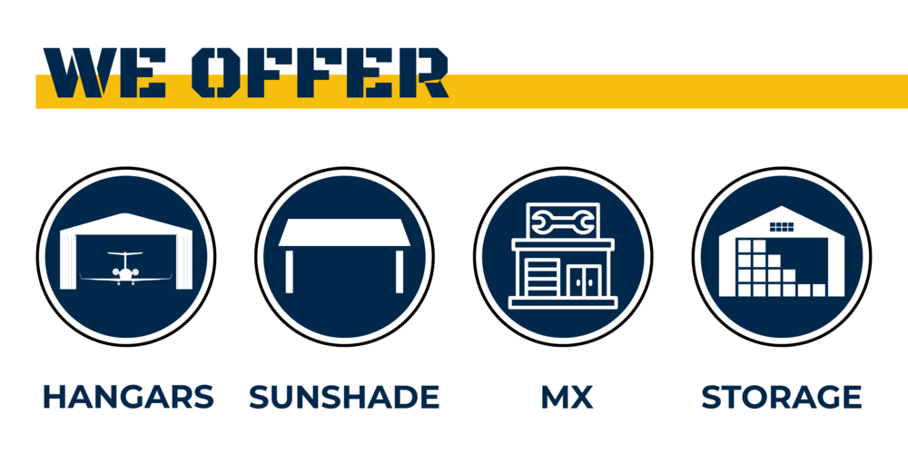 We offer hangars, sunshades, maintenance shelters, and storage buildings.