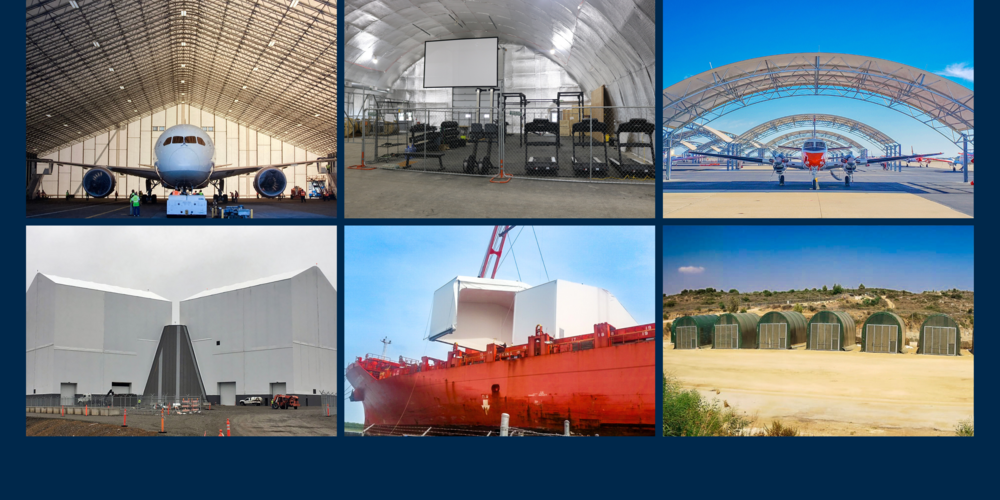 Photos of GNB's hangars, sunshades, and other military structures.