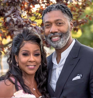 Close up of black married couple