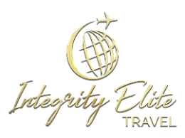 Integrity Elite Travel logo in gold metallic